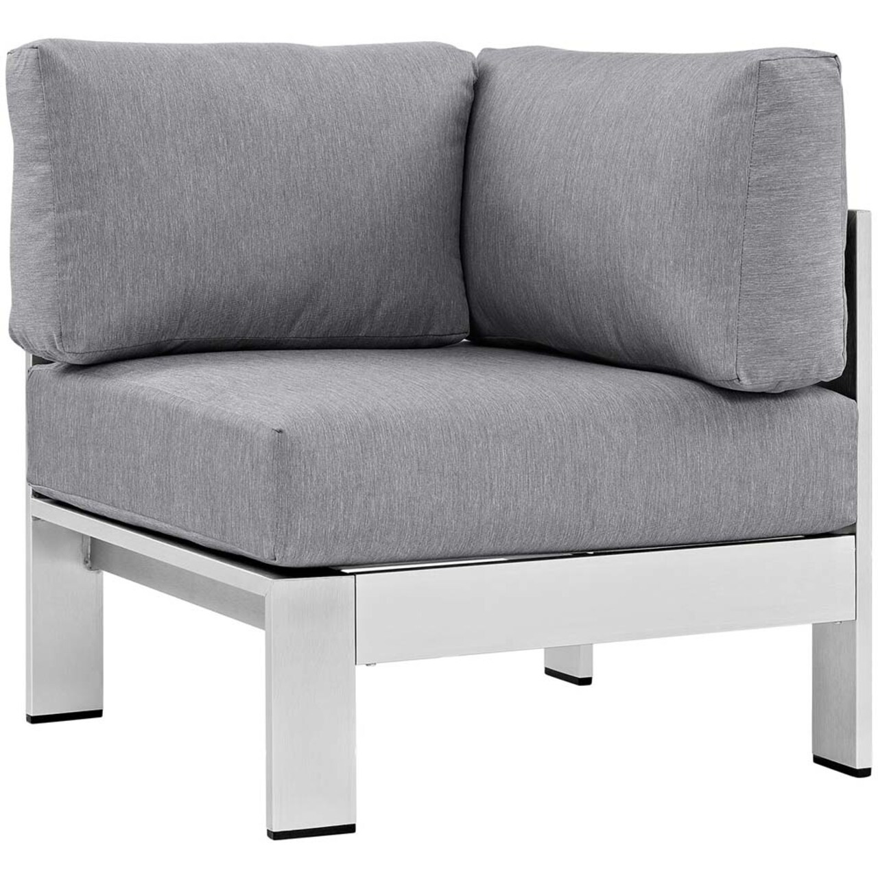 Modway Silver Gray Shore Outdoor Patio Aluminum Corner Sofa, EEI-2264-SLV-GRY